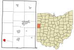 Mercer County Ohio incorporated and unincorporated areas Fort Recovery highlighted.svg