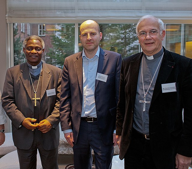 Cardinal Peter Turkson, the CIDSE Secretary General Bernd Nilles, and the French bishop Stanislas Lalanne