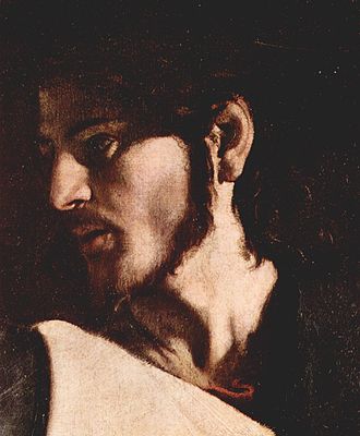 Detail from "The Calling of Matthew" by Caravaggio: a single light source casts shadows and emphasizes any variation in texture Michelangelo Caravaggio 043.jpg