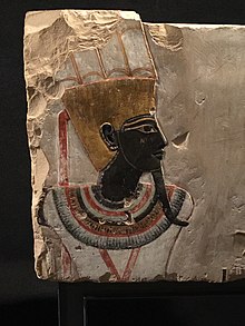 Min in a relief from the reign of Thutmose III from Deir el-Bahari Min, Egyptian fertility deity.jpg