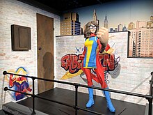 A statue of Kamala as Ms. Marvel at the Marvel: Universe of Super Heroes exhibition in Basel. Miss Marvel JPEG.jpg