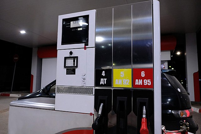 Modern gas station column. Russia