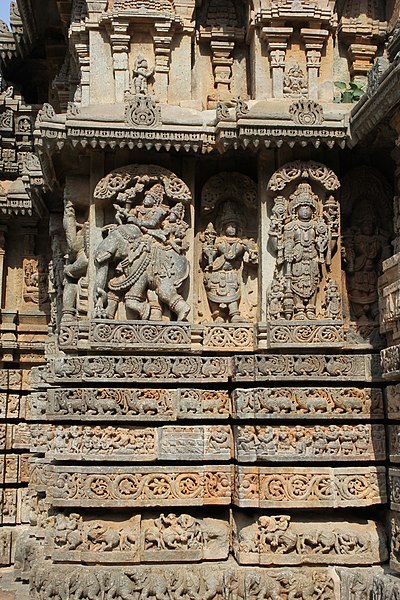 File:Molding frieze and Hindu deities in relief in Lakshmi Narasimha temple at Nuggehalli.JPG