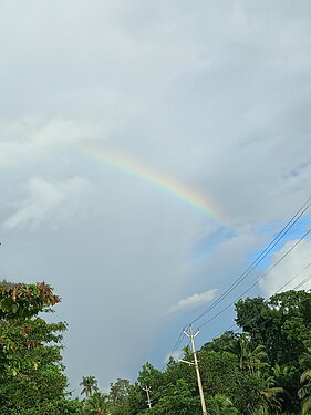 rainbow seen at the beginning of monsoon in Kerala, India