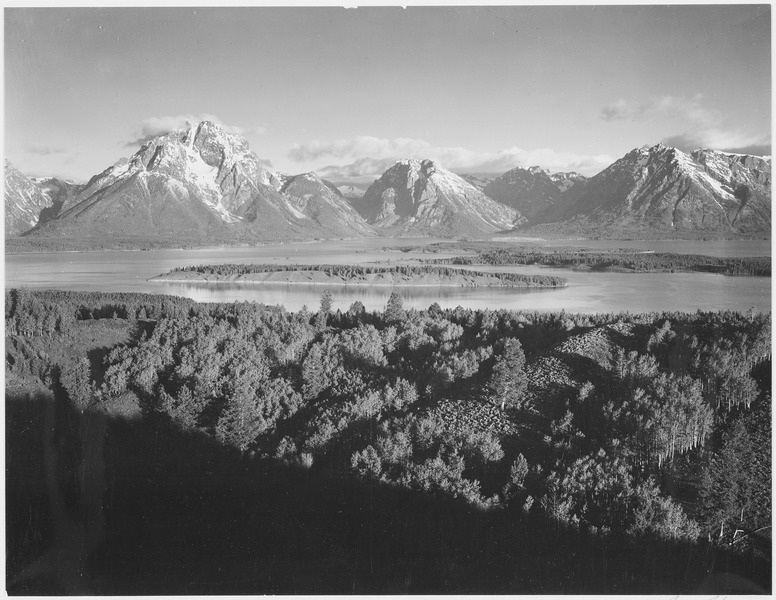 File:Mt. Moran and Jackson Lake from Signal Hill, Grand "Teton National Park," Wyoming., 1933 - 1942 - NARA - 519910.tif