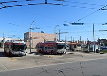 The outer terminus at La Playa and Cabrillo Muni trolleybuses at Cabrillo loop, September 2019.JPG