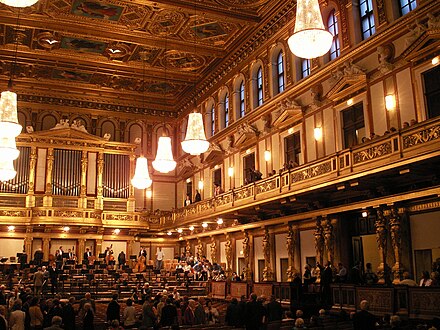 The Golden Hall of Wiener Musikverein, where the New Year concert by the city's Philharmonic orchestra takes place and is broadcasted around the world