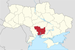 Odessan alueen sijainti Ukrainan kartalla
