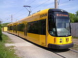 Flexity Classic in service on line 10 in Dresden, Germany