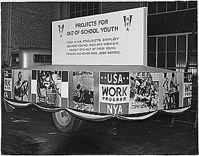 NYA float, "Projects for Out-of-School Youth", Inaugural Parade, Washington, D.C., January 20, 1937