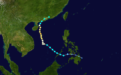 颱風浣熊的路徑圖