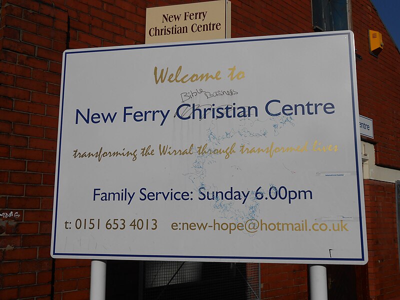 File:New Ferry Christian Centre sign at Hope Hall.JPG