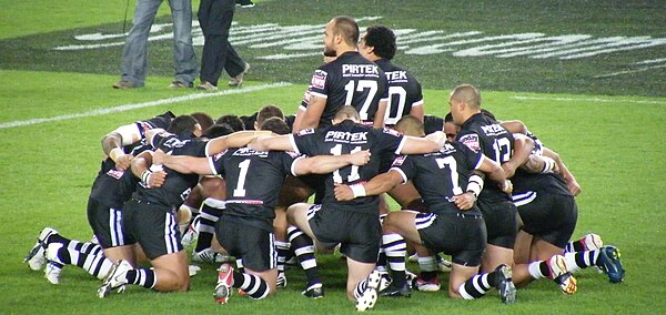 The New Zealand Kiwis prior to kick-off