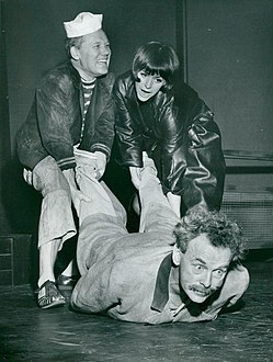Thunberg, Arvidsson och Poppe inför premiären av Kääärlek 1965 (Lilla Teatern, Stockholm).
