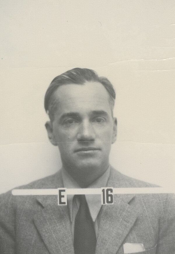 Otto Robert Frisch's wartime Los Alamos ID badge photo