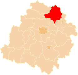 Piirikunnan sijainti Łódźin voivodikunnan kartalla