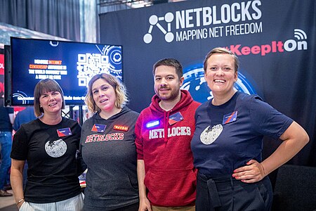 Staff from Wikimedia Norge and Netblocks formed a parternship at the Oslo Freedom Forum 2018. Netblocks is a civil society group working at the intersection of digital rights, cyber-security and internet governance