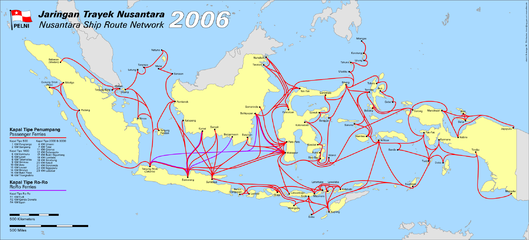 Das Pelni-Schifffahrtsnetz in Indonesien