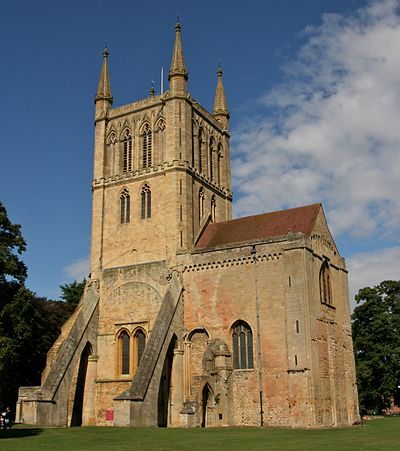 Pershore Abbey, of which Adam, whose cousin was the Abbot, was a notable benefactor
