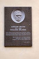 The plaque in memory of Czesław Miłosz