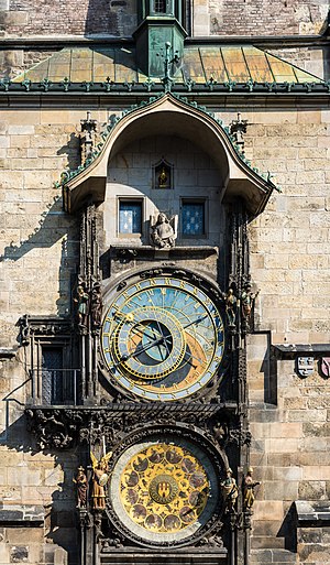 Astronomical clock at the Old Town Hall in Prague, Czech Republic