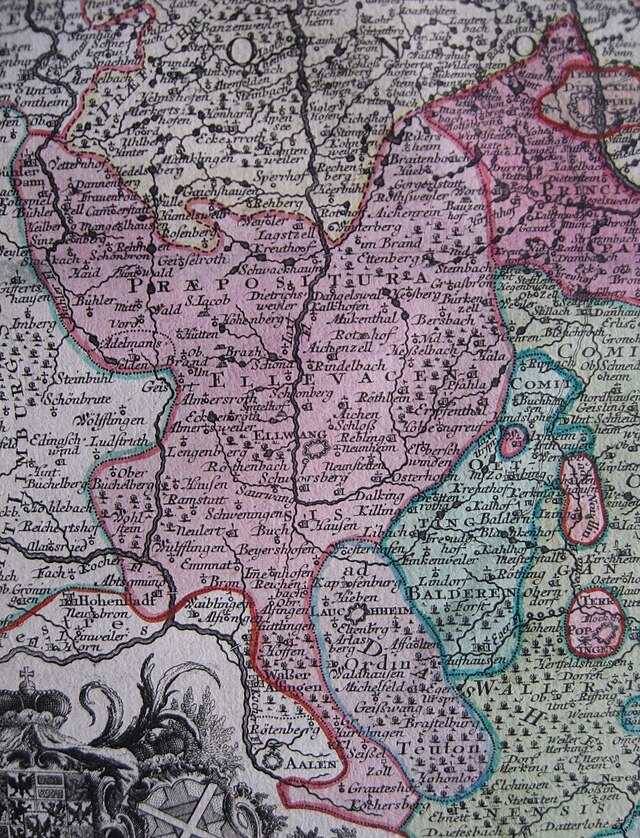Карта владений княжества-пробства в XVIII в.