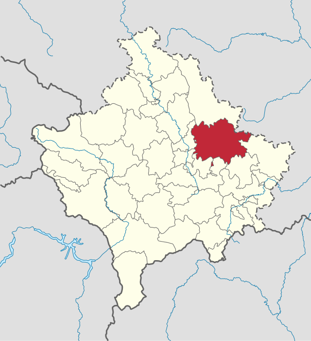 普里什蒂纳市镇在科索沃的位置