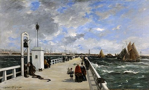 Promeneurs sur la jetée de Trouville-sur-Mer (1877), musée de Bourgoin-Jallieu.