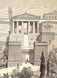 Propylaea and Temple of Athena Nike at the Acropolis (Pierer).jpg