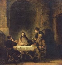 Christ at Emmaus by Rembrandt, 1648, Louvre Rembrandt Harmensz. van Rijn 023.jpg