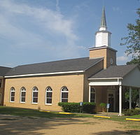 First Baptist Church, 739 Old Jefferson Highway, lost its oldest member in 2013; Ilda Bishop Cardozier, the long-term president of the Women's Missionary Union, died at the age of ninety-eight. Revised First Baptist, Montgomery, LA IMG 7499 1.jpg