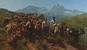 Muletiers espagnols traversent les Pyrénées, or Spanish muleteers crossing the Pyrenees