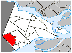 Location within Vaudreuil-Soulanges Regional County Municipality.