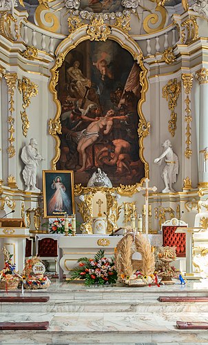 Altar in the Saint Lawrence church in Pniewy, Greater Poland Voivodeship, Poland