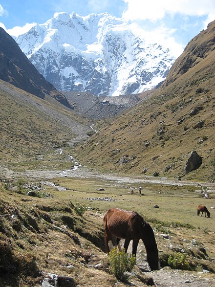 Mount Salkantay as seen along the Salkantay trek