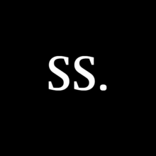 The letters SS in all-caps in a white serif font on a black background.