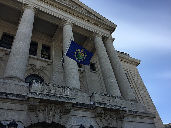 The Vice Regal Standard over the Saskatchewan Legislative Building at the Installation of W. Thomas Molloy