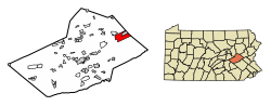 Location of Tamaqua in Schuylkill County, Pennsylvania.
