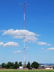 Mast radiator antenna of medium wave AM radio station, Germany