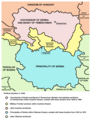 El Principat de Sèrbia dins l'Imperi Otomà, i el Voivodat de Sèrbia i Banat de Temeschwar dins de l'Imperi Austríac