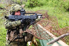 Emessan soldier during a live fire exercise, 2012