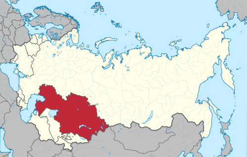 Location of Kazakhstan (red) within the Soviet Union