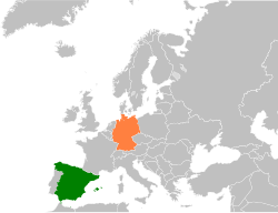 Umístění Španělska a Německa