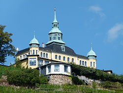 Spitzhaus above the vineyards of Radebeul