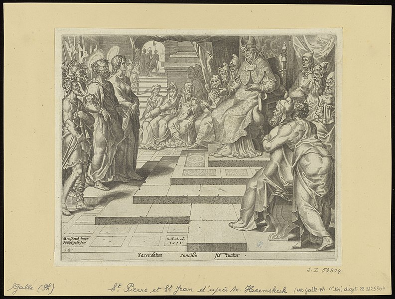 File:St Peter and St John Before the High Priest and The Council 1558 print by Maarten van Heemskerck, S.I 52814, Prints Department, Royal Library of Belgium.jpg