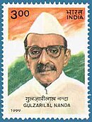 Stamp of India - 1999 - Colnect 161703 - Gulzarilal Nanda - Birth Centenary.jpeg