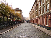 Gibson Gardens with original cobblestone paving (December 2005) Stoke newington gibson gardens 1.jpg