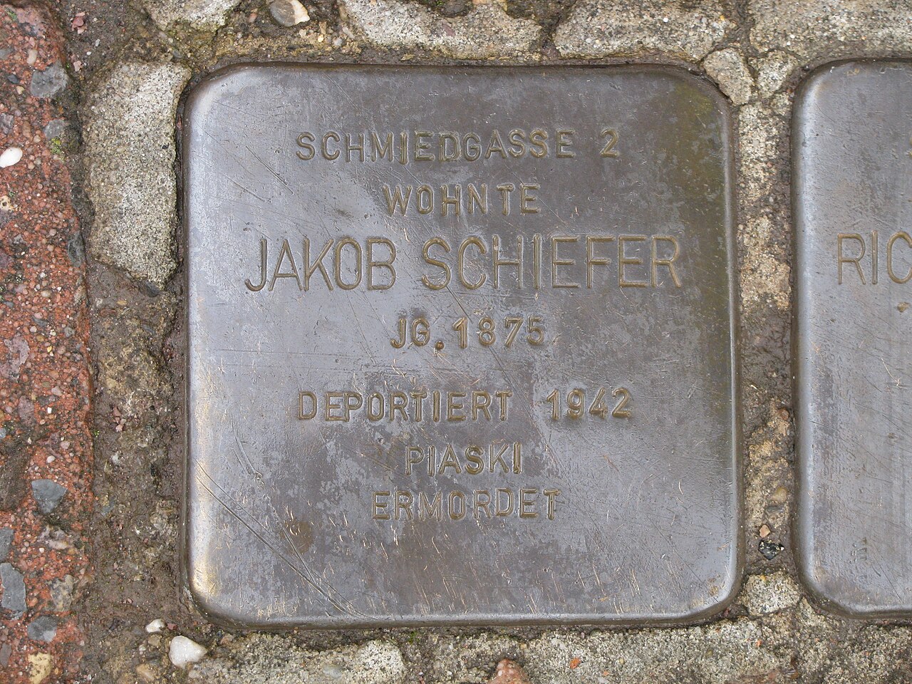 Stolperstein Jakob Schiefer, 1, Schmiedgasse 2, Gernsheim, Landkreis Groß-Gerau.jpg