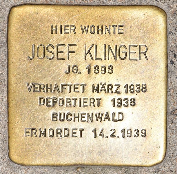 File:Stolperstein für Josef Klinger.JPG