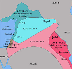 Carte des accords Sykes-Picot.